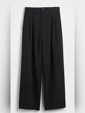 GAP Wide-Leg Black Trousers with Front Pleats